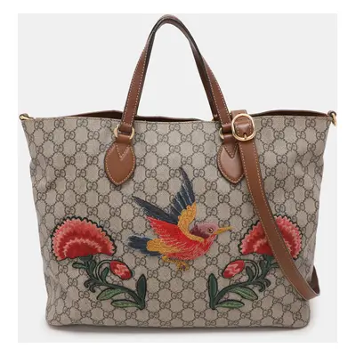 Gucci Beige/Brown GG Supreme Canvas and Leather Soft Tote