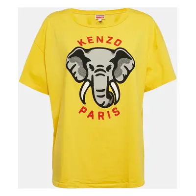 Kenzo Yellow Elephant Applique Cotton Jersey T-Shirt