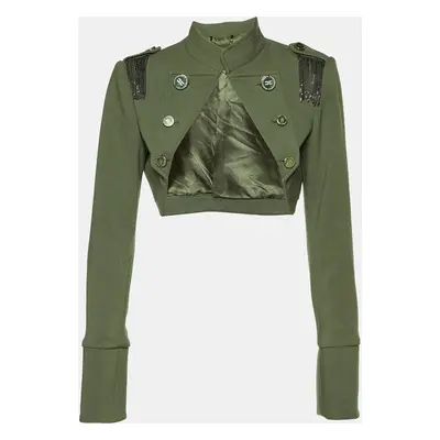 Elisabetta Franchi Celyn B. Olive Green Cady Bolero Jacket