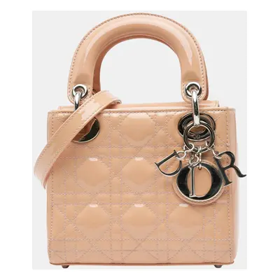 Dior Beige Mini Patent Cannage Lady Dior