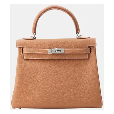 Hermes Gold Togo Leather Kelly Retourne bag Size