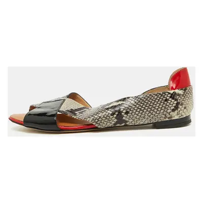 Giuseppe Zanotti Multicolor Python Embossed and Patent Leather D'orsay Flat Sandals Size