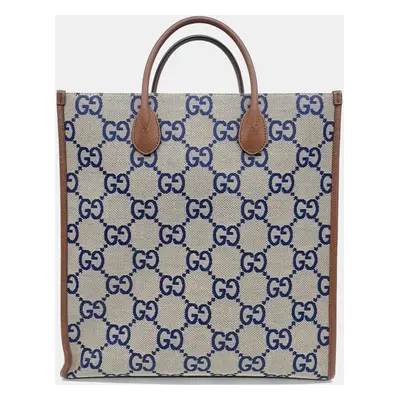 Gucci Blue Grey Canvas Interlocking G Medium Tote Bag