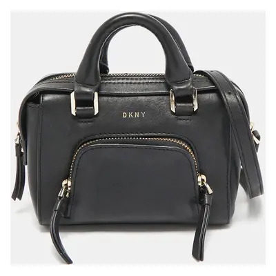 Dkny Black Leather Mini Front Pocket Crossbody Bag