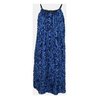 Giorgio Armani Blue Floral Applique Tulle Shift Dress