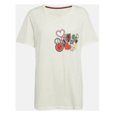 Carolina Herrera Ivory Hearts Print Jersey T-Shirt