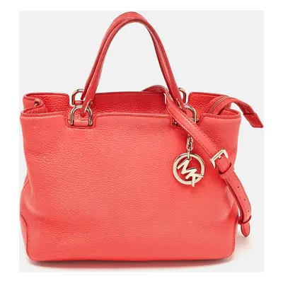 MICHAEL Michael Kors Red Soft Leather Anabelle Mid Zip Tote