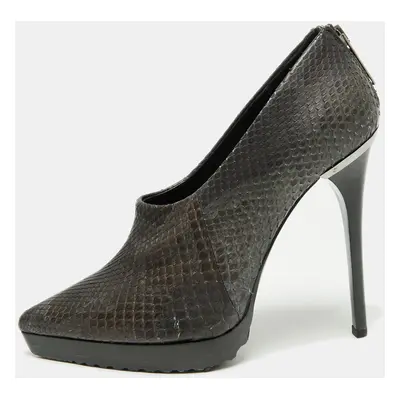 Burberry Black/Grey Python Leather Booties Size