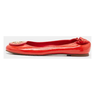 Tory Burch Red Patent Leather Reva Scrunch Ballet Flats Size 38.5