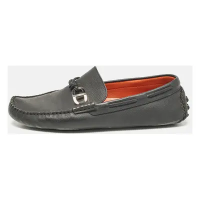 Hermes Black Leather Alessandro Loafers Size 41.5