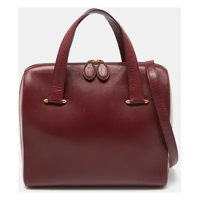 Cartier Burgundy Leather Zip Boston Bag