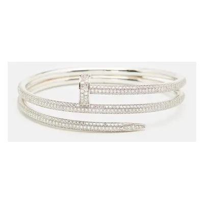 Cartier Juste Un Clou Double Half Paved DIamonds 18k White Gold Bracelet