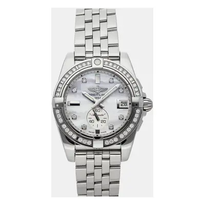 Breitling White Shell Stainless Steel Galactic A3733053/A717 Automatic Women's Wristwatch mm