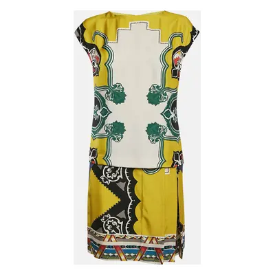 Etro Green Printed Silk Layered Shift Dress