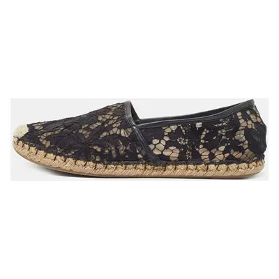 Valentino Black Mesh and Lace Espadrille Flats Size