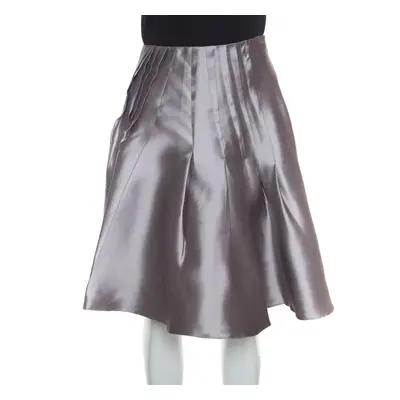 Dior Grey Silk Satin Pleated High Waist Skirt