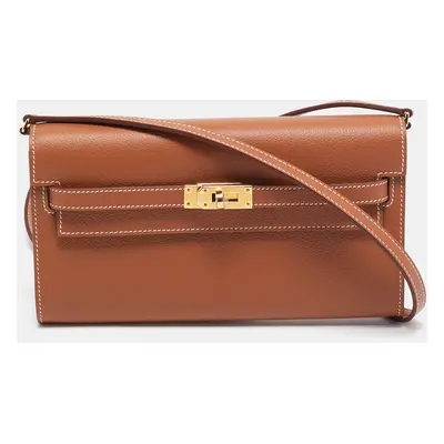 Hermes Gold Evercolor Leather Kelly To Go Wallet