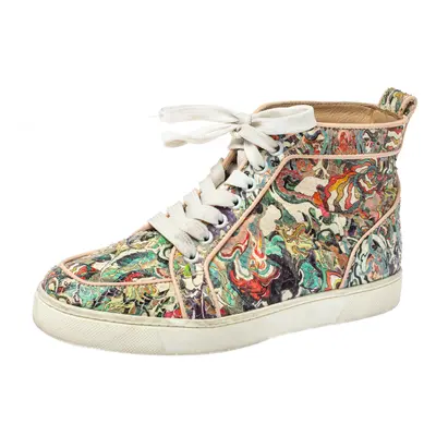 Christian Louboutin Multicolor Python Faience Rantus High Top Sneakers Size 35.5