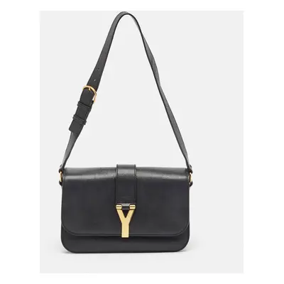 Yves Saint Laurent Black Leather Large Chyc Flap Shoulder Bag