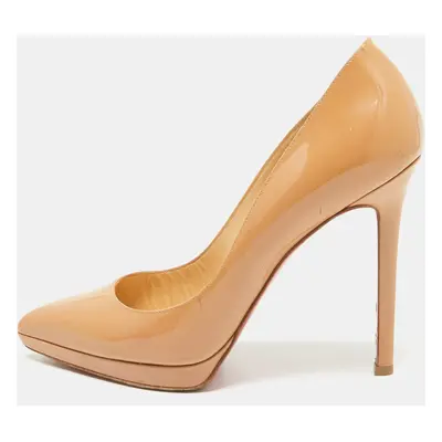 Christian Louboutin Beige Patent Leather Pigalle Plato Pumps Size