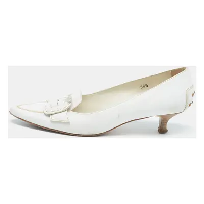 Tod's White Leather Buckle Loafer Pumps Size 38.5