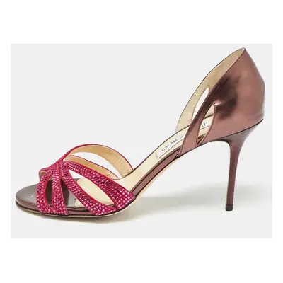 Jimmy Choo Pink/Purple Suede and Leather Bauble Sandals Size 37.5