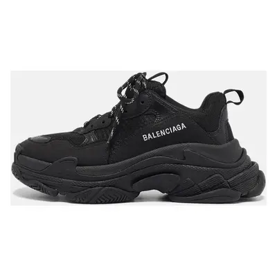 Balenciaga Black Nubuck Triple Lace Up Sneakers Size