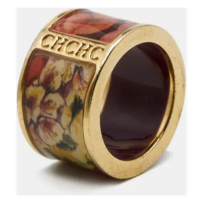 Carolina Herrera CH Enamel Gold Tone Ring Size