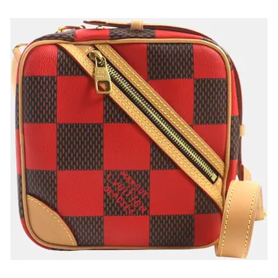 Louis Vuitton Red Canvas Damier Pop Chess Messenger Bag