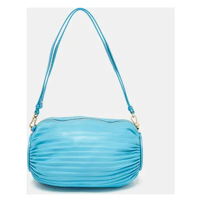 Loewe Light Blue Pleated Leather Bracelet Pouch Bag