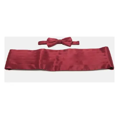 Brioni Burgundy Silk Cummerbund and Bow Tie Set