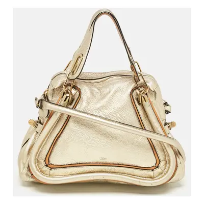 Chloe Light Gold Leather Medium Paraty Bag