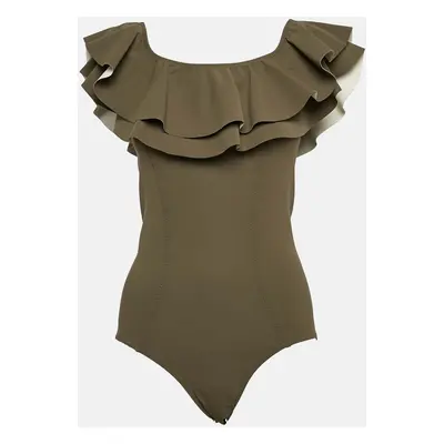 Lisa Marie Fernandez Green Jersey Ruffled Swimsuit