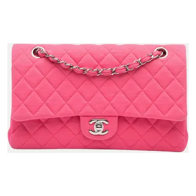 Chanel Pink Medium Classic Jersey Double Flap