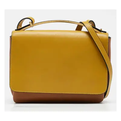 Marni Mustard/Brown Leather Metal Top Handle Bag