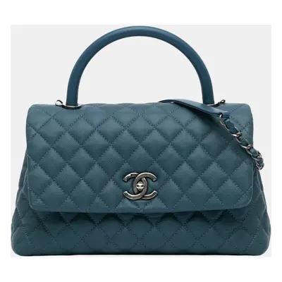 Chanel Navy Blue Medium Caviar Coco Top Handle Bag