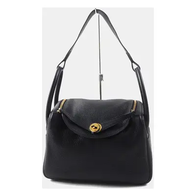 Hermes Black Leather Lindy Shoulder Bag