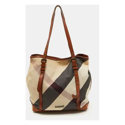 Burberry Brown Mega Check Canvas and Leather Orton Tote