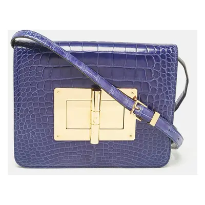 Tom Ford Blue Alligator Large Natalia Shoulder Bag