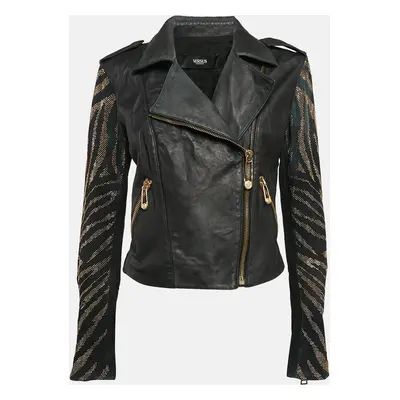 Versus Versace Embellished Leather Zip-Up Jacket