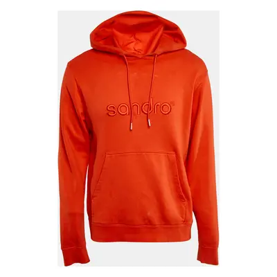 Sandro Dark Orange Logo Embroidered Cotton Hoodie