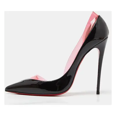 Christian Louboutin Black/Pink Patent Leather and PVC Miss Rigidaine Pumps Size