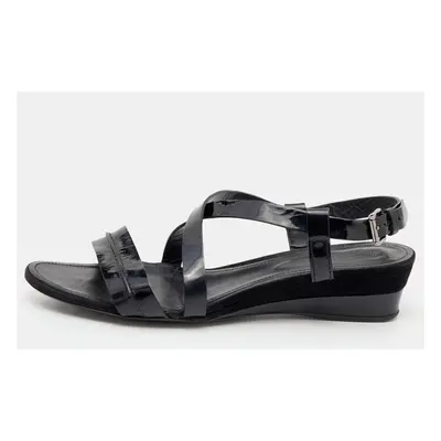 Tod's Black Leather Criss Cross Slingback Sandals Size