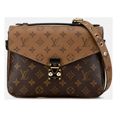 Louis Vuitton Brown Pvc Leather Monogram Reverse Pochette Metis Mm Shoulder Bag