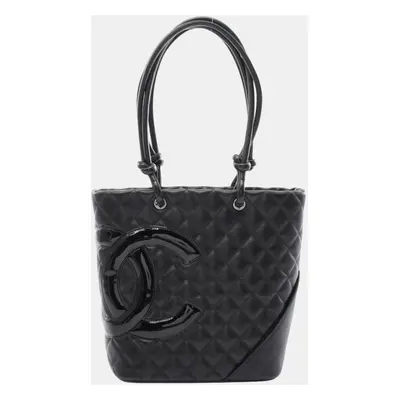 Chanel Leather Black Cambon Line Medium Tote Bag