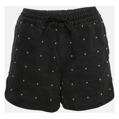 Maje Black Studded Denim Shorts Waist 27"