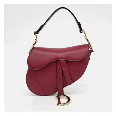 Dior Red Leather Mini Saddle Bag