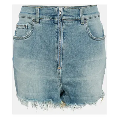 Givenchy Blue Washed Denim Raw Edge Detail Shorts