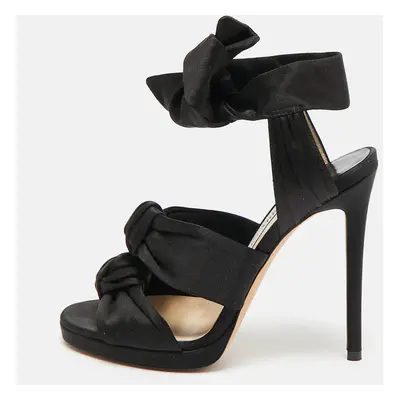 Jimmy Choo Black Satin Kris Sandals Size