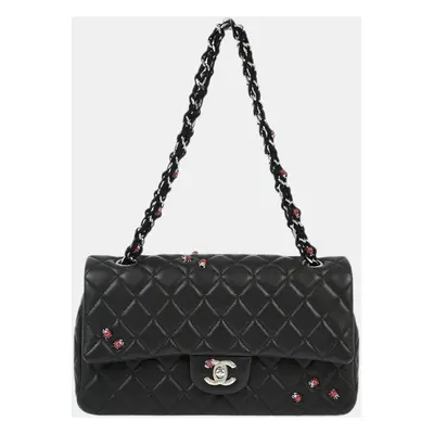 Chanel Black Lambskin Ladybug Single Flap Shoulder Bag